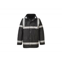 PARKA IMPERM PRETA C/ FITAS REFLECTORAS S433